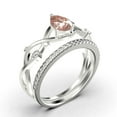thumbnail image 3 of Boho & hippie 1.60 Carat Pear Cut Morganite And Diamond Moissanite Unique Engagement Ring, Wedding Ring, Inspired And Branch Ring in 925 Sterling Silver With 18k White Gold Plating, Bridal Ring Set, 3 of 3