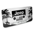 thumbnail image 2 of Jeep Grill Logo on Beach Ocean Palm Trees Graphic Silver Aluminum License Plate, 2 of 6