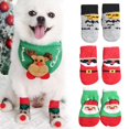 thumbnail image 3 of Ruifaya Calcetines para perros protectores de patas medias navideñas para perros y gatos calcetines suaves para perros de Navidad para pisos de madera talla L/M/S decoraciones botines navideños anti, 3 of 7
