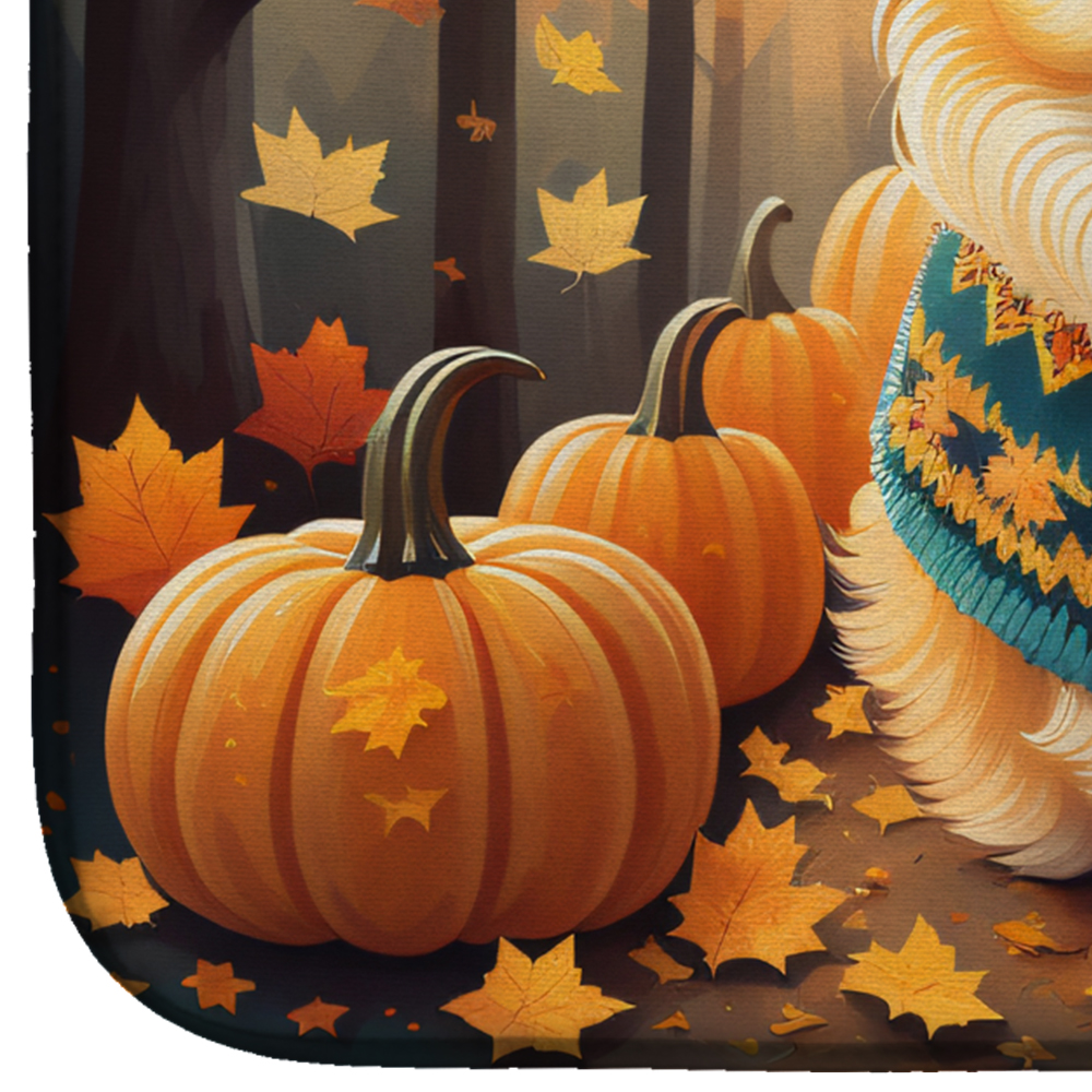 Carolines Treasures DAC1062DDM 21 x 14 in. Pomeranian Fall Dish Drying Mat