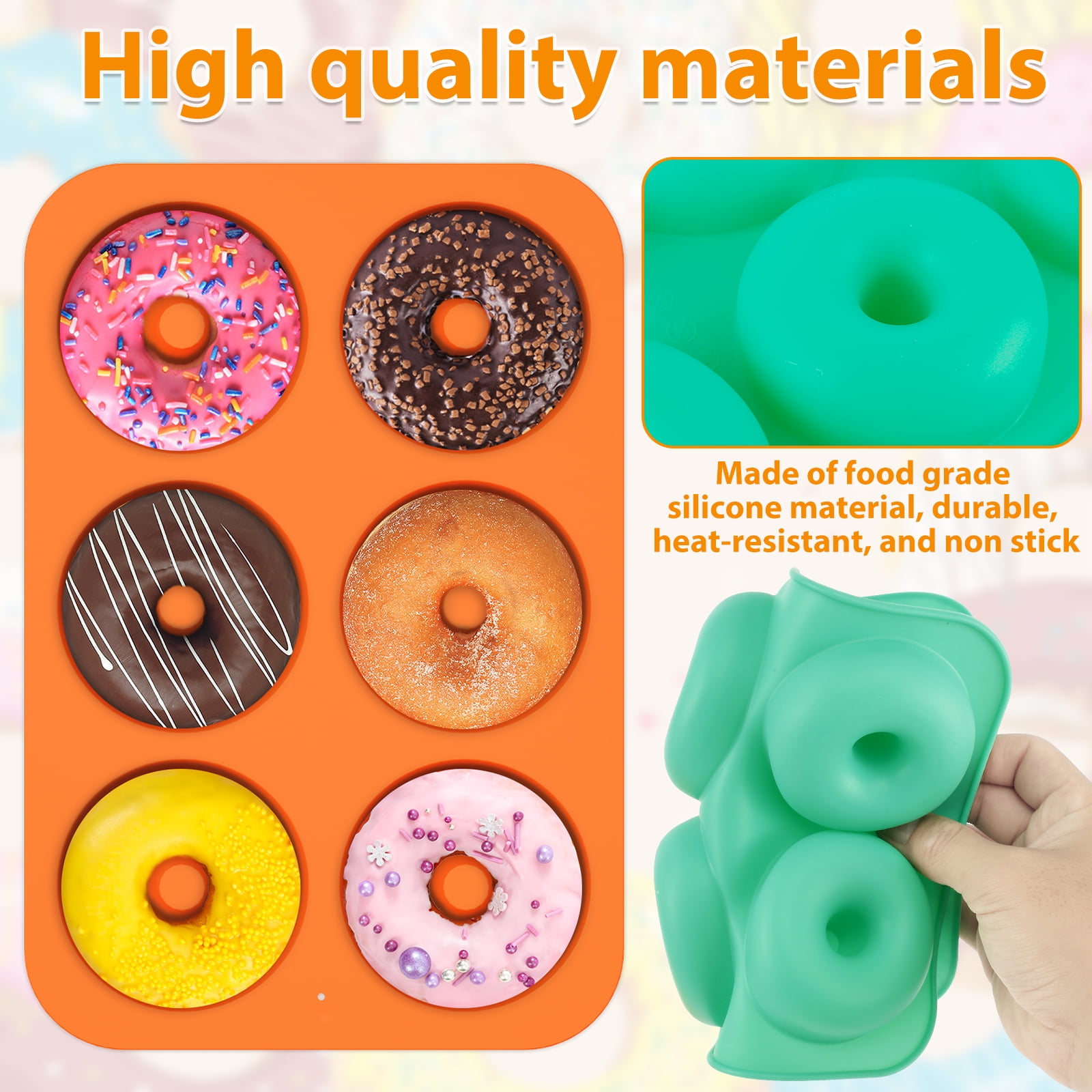 Jetcloudlive 4Pcs Silicone Donut Mold 6 Cavity Non-Stick Donut Pan Easy to Release Muffin Baking Tray Stackable Donut Baking Tin Heat Resistant 4 Colors for Donut Cake Biscuit Bagels