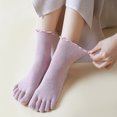 thumbnail image 2 of Cotton Five Finger Socks For Woman edge curl Fashions Colorful Loose Harajuku Short Socks With Toes Japanese Split Toe Socks Yellow One Size, 2 of 5