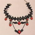 thumbnail image 4 of Gothic Jewelry Red Bat Halloween Necklace Lace Choker Necklace Nightmare Layered, 4 of 5