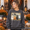 thumbnail image 5 of Fall Spooky Season Brushstroke Sweatshirt, Coquette Vintage Ghost, Cat and Pumpkin Sweater, 5 of 11