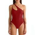 thumbnail image 2 of PNTUTB 2026 Summer Women's Swimwear Backless Bikini Bathing Suit Side Drawstrings Solid-Color Asymmetrical One-Shoulder One-Piece Swimsuit, 2 of 6