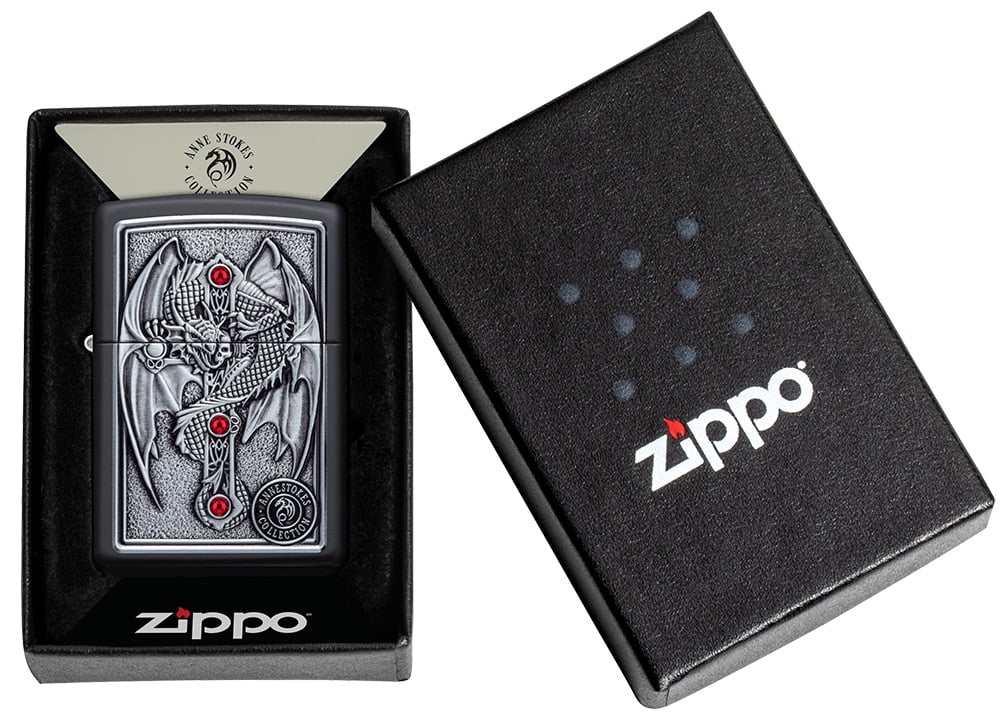 Zippo Anne Stokes Gothic Guardian Emblem Black Matte Pocket
