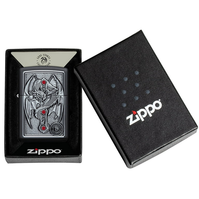 ZIPPO official flagship store] Cross metal badge (bright black