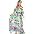 thumbnail image 5 of Sakkas Georgettina Flowy Rhinestone V Neck Long Caftan Dress / Cover Up - TLG228-Green - One Size, 5 of 5