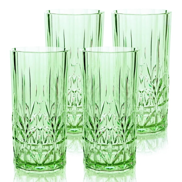 Juego de 4 vasos altos de Tritan irrompibles de BELLAFORTE, color verde, 532 ml