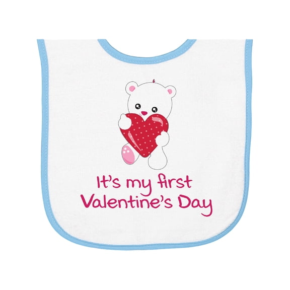 Inktastic It's My First Valentine's Day Baby Terry Cloth Bib