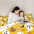 thumbnail image 4 of Feelyou Funny Cute Ghost Twin Bedding Sets 7-Piece for Kids, Rustic Groovy Floral Bedding Comforter Set, Halloween Bat Pumpkin Reversible Sheet Sets, Luxury Bedroom Decor, 4 of 7