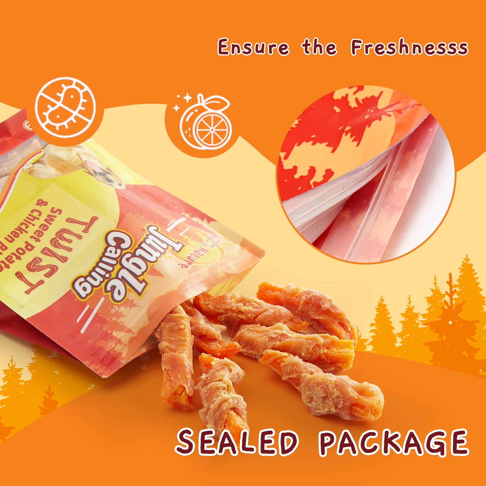 (5 pack) Jungle Calling Skinless Chicken Gluten-Free & Grain-Free Wrapped Sweet Potato Chewy Dog Treats, 14-oz bag