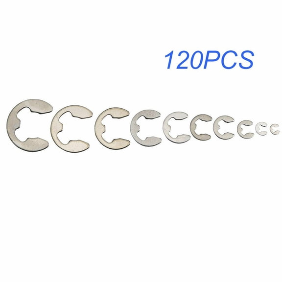 120Pcs Stainless Steel Stainless Steel E Clip Washer Assortment Kit Circlip Retaining Ring For Shaft Fastener M1.5-M10 Smile Home