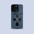 thumbnail image 1 of Funda personalizada para iPhone 15Pro de piel aterciopelada con tapa abatible en color verde moderno Far Peak Blue para hombre y mujer, 1 of 1
