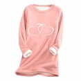 thumbnail image 2 of Fanxing New Year's Day Clearance Women's Winter Warm Sherpa Lined Fleece Crewneck Sweatshirt Pullover Loungewear Tunic Tops,Womens Pullover Fuzzy Lounge Wear Solid Top, 2 of 3