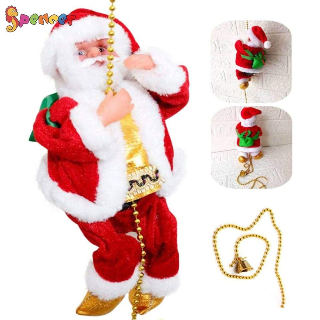 Electric Musical Santa Claus Singing Climbing Beads Hanging Christmas Tree Decor 
