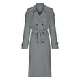 thumbnail image 5 of GXIPO Womens Oversized Long Trench Coat Double Breasted Lapel Windproof Overcoat with Belt Gray L, 5 of 5