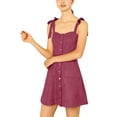 thumbnail image 6 of MODA NOVA Junior's Strap Button Down Faux Suede a-Line Mini Overall Dress, 6 of 6