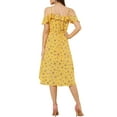 thumbnail image 3 of DARING DIVA Floral Spaghetti Straps Ruffled Sleeve Midi Dress M Yellow, 3 of 7