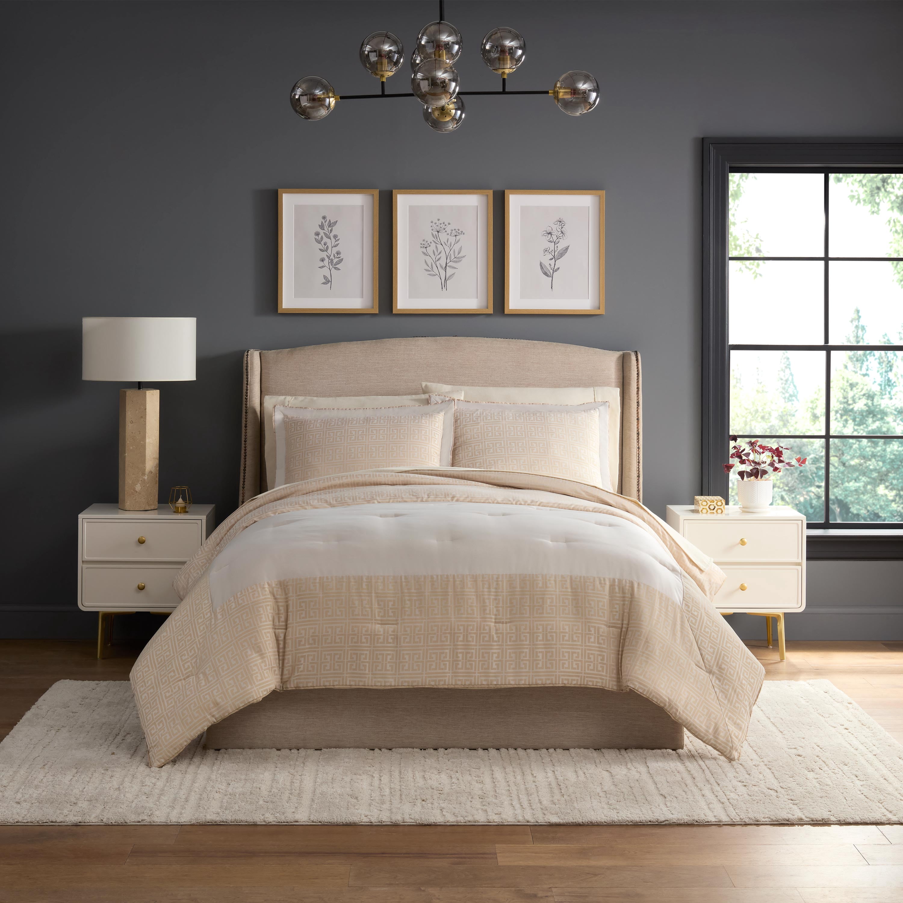 Martex Arcadia Dune Full/Queen Comforter Set, Pebble, Lightweight, Reversible, 3-Pc