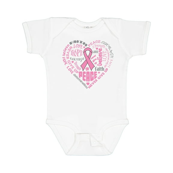 Inktastic Breast Cancer Awareness Heart Words Boys or Girls Baby Bodysuit