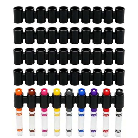 Marker Holders (5 Pack) Silicone Organizers for Broad Tip Markers, Prevent Lost Lids, Portable, Value Family Size, Silicone Marker Cap Holder,Black