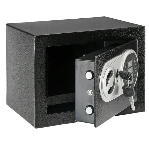 Just Buy IT Fire Resistant Security Safe Box with Keypad Lock, 9" x 6.7" x 6.7", Black Silver
