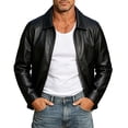 thumbnail image 2 of Xdegoge Men's Faux Leather Motorcycle Jacket Classic Zip Up Moto Biker Coat with Turn Down Collar Vintage PU Casual Outerwear for Fall Winter Daily Street Wear, 2 of 9