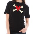 thumbnail image 3 of Big Size Bones and Scribbled Heart Graphic Design Short Sleeve Cotton Jersey T-Shirt - Black XL, 3 of 4