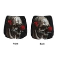 thumbnail image 3 of Balery Realistic Rose Skull Pattern Women's Running Shorts with Liner 2 Pockets Elastic Workout Athletic Gym Yoga Shorts-Medium, 3 of 7