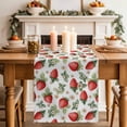 thumbnail image 2 of Table Runner - 90 Inch Long, Red Strawberry Kitchen Dining Table Runner Dresser Scarves, Summer Fruits Farmhouse Leaves Floral Rustic Farmhouse Decor for Coffee Tables Wedding Party Banquet, 2 of 8