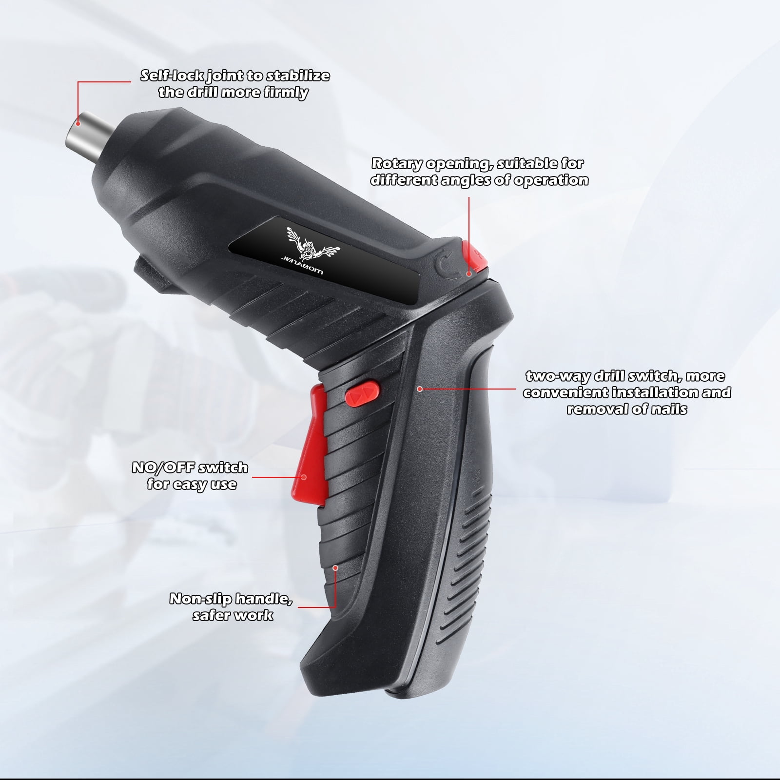 47 in 1 Electric Screwdriver Cordless Rechargeable Small Power Drill Set 3.6V Li-ion 3.5Nm Max Torque Electric Rotatable Drill Screwdriver for for Home Office DIY Tools (Black)