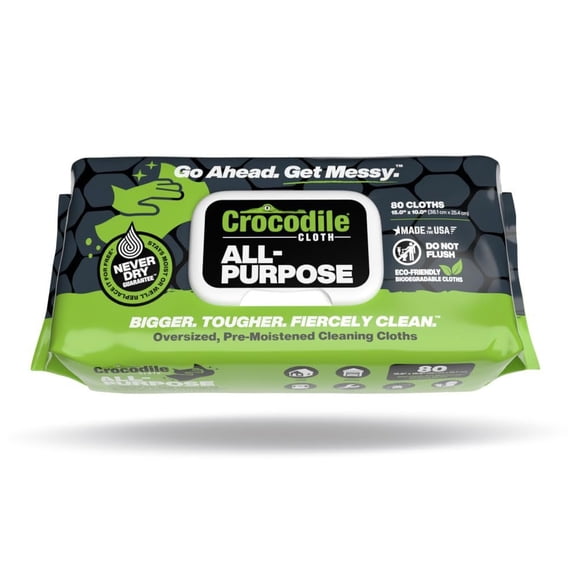 80-pack Crocodile Cloth All-Purpose Cleaning Wipes - Disposable, Biodegradable - 80 Pack, 10" x 15" — Residential Use, Standard Application