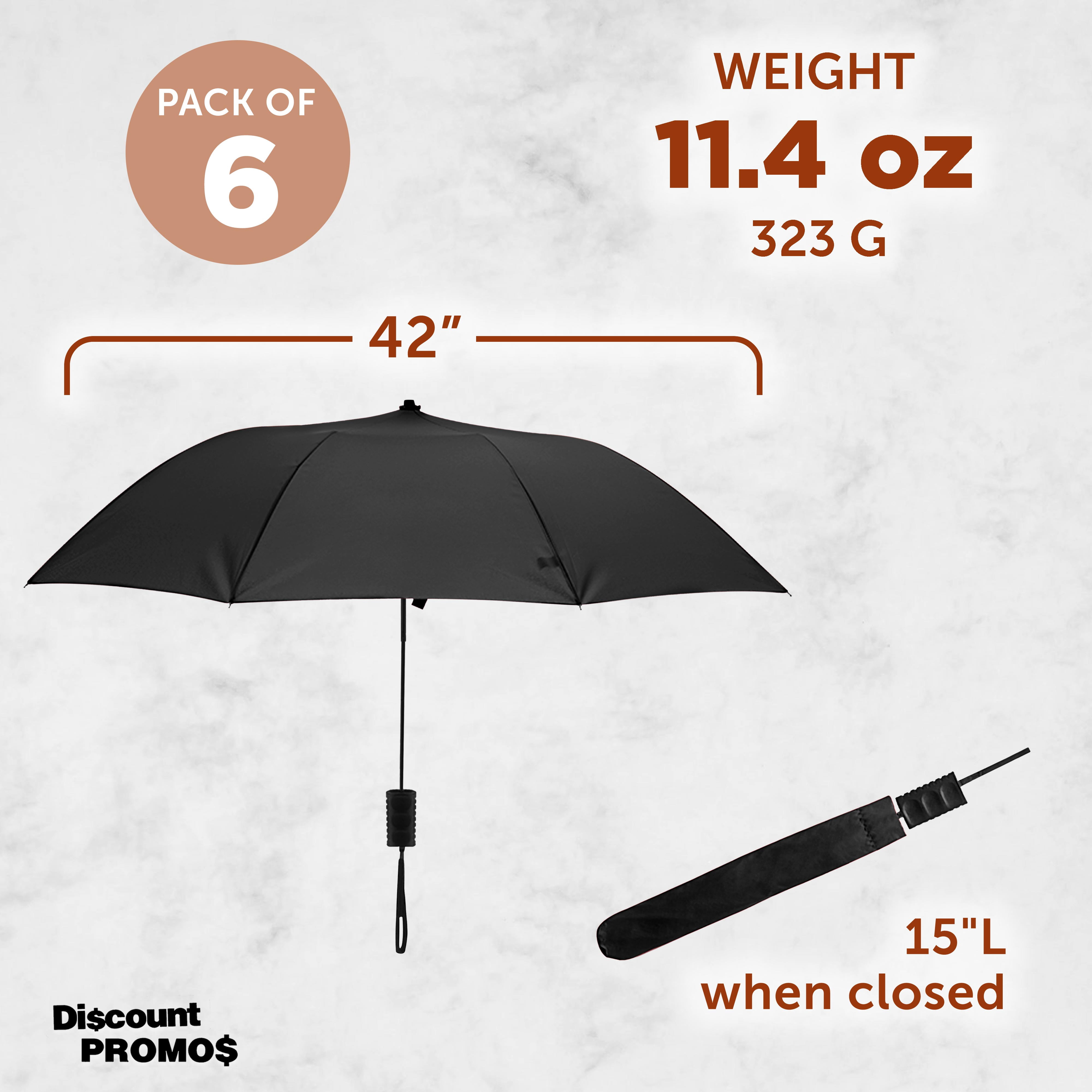 Compact Manual Folding Umbrellas Set of 12, Bulk Pack - Perfect for Travel, Promotional Events or Giveaways - Black