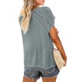 thumbnail image 4 of Sylvamorning Womens Solid Color Hollow Loose Short Sleeve Pullover T-shirt, 4 of 5