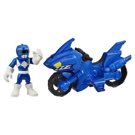 Playskool Heroes Power Rangers Blue Ranger Shark Cycle, 5-Inch Figure and Motorcycle Set, Toys for Kids Ages 3 and Up