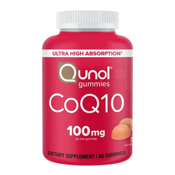 Qunol CoQ10 Gummies, 100mg,  Ultra-High Absorption, Heart Health Supplement, 60 Count