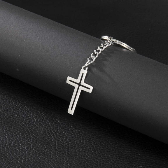 Stainless Steel Hollow Pendant Keychain Minimalist Glossy Metal Keyring Accessory