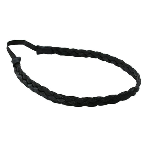 OUNONA Fashion Elastic Stretch Hair Braided Headband Classic Braids Synthetic Hair Band Hair Piece Women Beauty Accessory (Black)