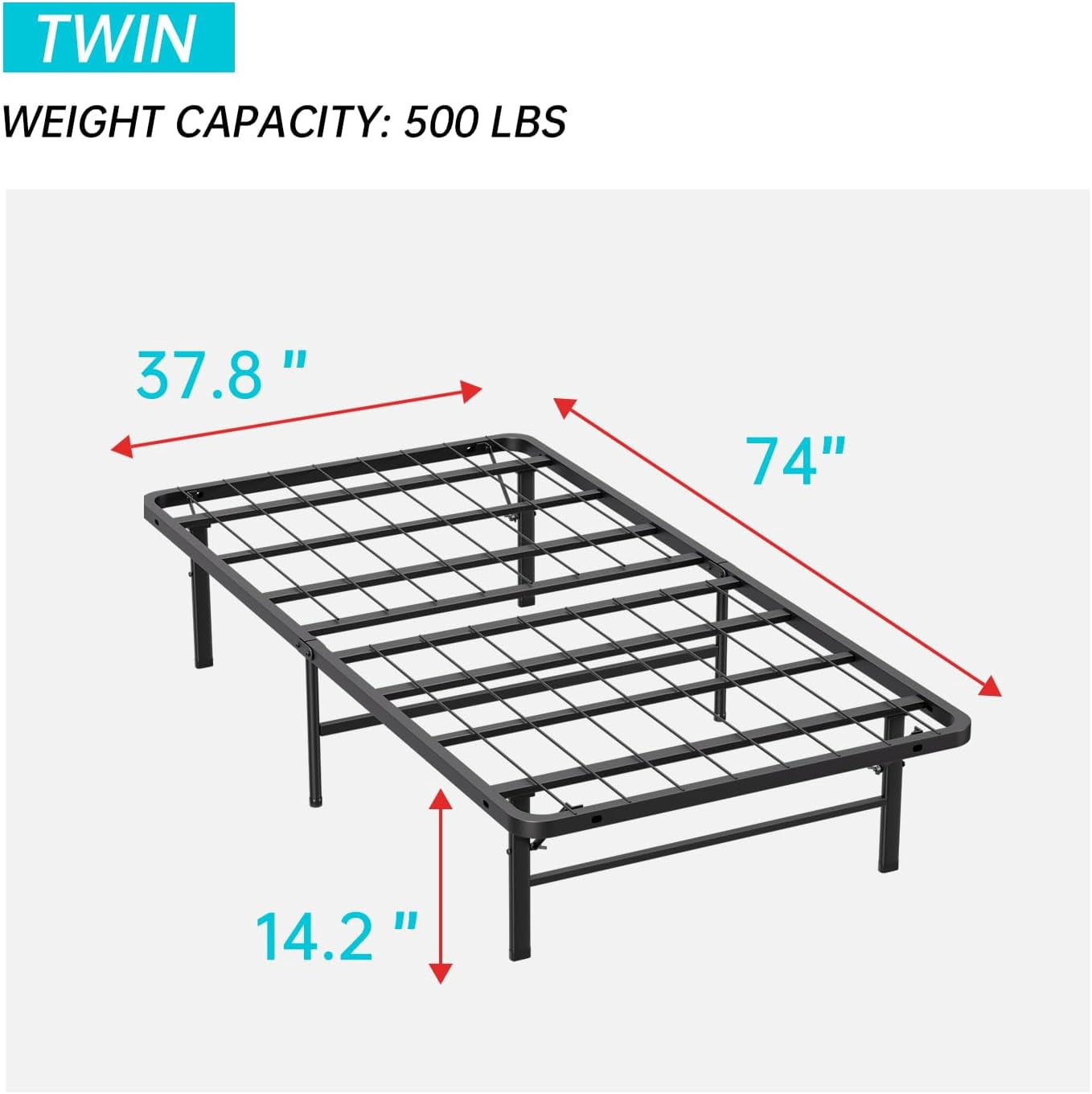 BestMassage Twin Bed Frame Metal Platform Bed Frame, Easy Assembly Noise-Free, Black, Twin