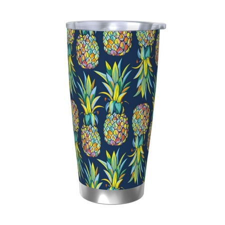 

Ocsxa Colorful Pineapples Pattern 20oz Travel Coffee Mug with Flip Lid Stainless Steel Insulated Insulated Coffee Mug Thermal Cup with Splash Proof Sliding Lid-Without Straw