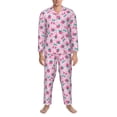 thumbnail image 3 of Fotbe Cherry Strawberry Pijama de Hombre con Estampado de Manga Larga, Conjunto de 2 Piezas, Ropa de Dormir Suave y Cómoda con Bolsillos-Small, 3 of 7