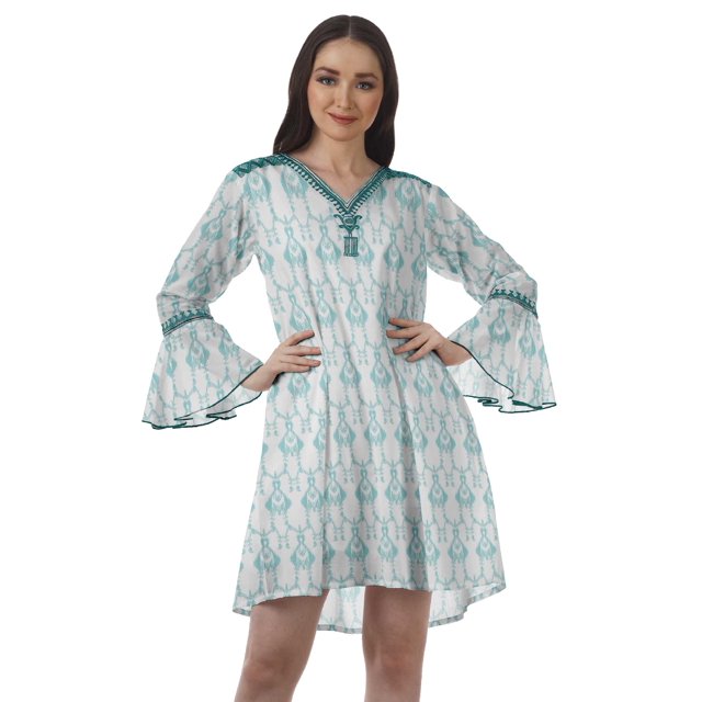 Moomaya Robes à Manches à Volants pour Femmes Robes d'Été Brodées pour Femmes
