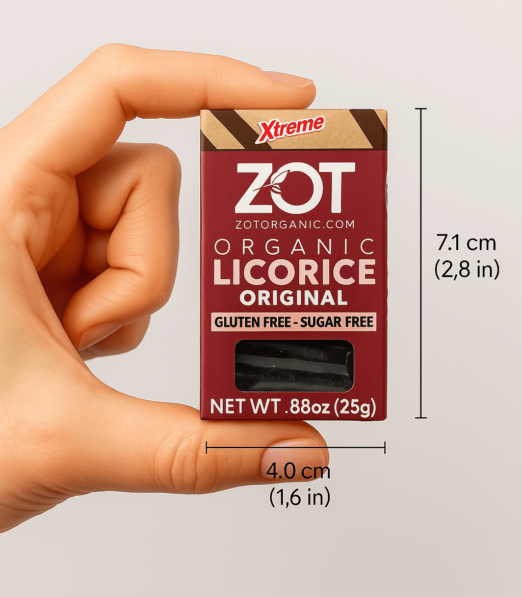 ZOT 100% pure Organic Licorice extr., hard little Bits, 0.88oz flip top box, Set of 3