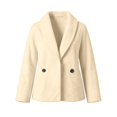 thumbnail image 3 of Womens Wool Blend Pea Coat L Notched Collar Cropped Short Jacket Relaxed Fit Fall Winter Casual Outerwears (Beige M), 3 of 3