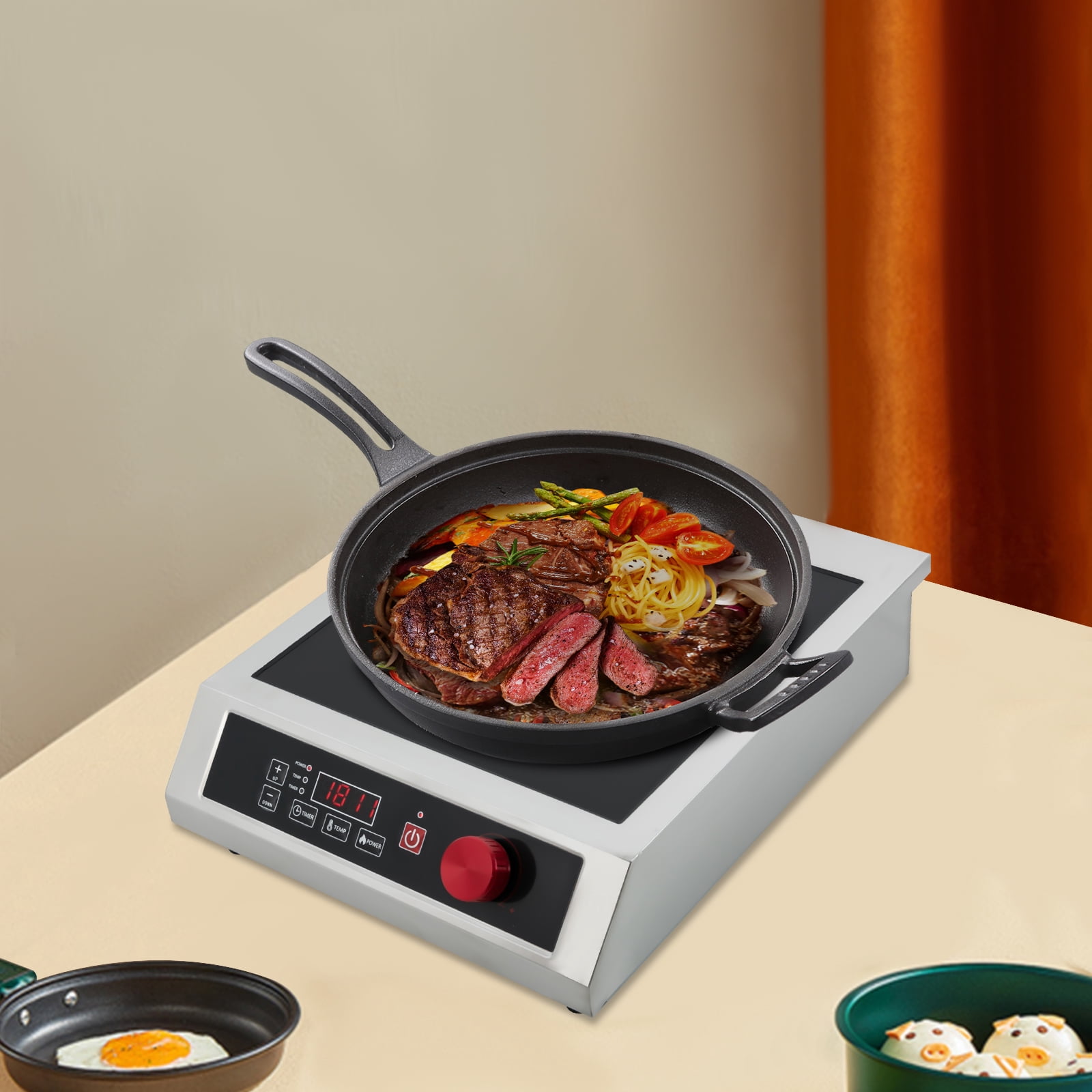 Commercial Induction Cooktop Powerful Electric Induction Burner W/ Digital Sensor for Homes, Restaurants