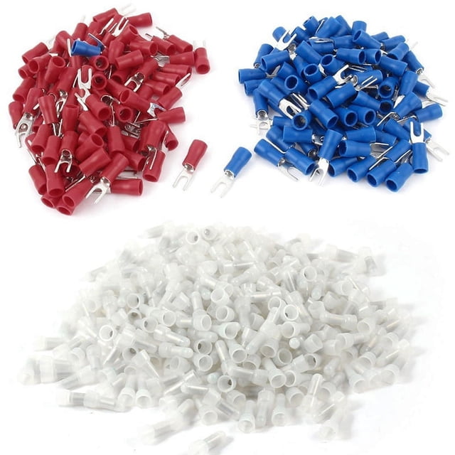 300 piezas -1 conector de cable de extremo cerrado de calibre 22-18 y 200 piezas de conector de cable rojo azul de 16-14 AWG con terminal de horquilla aislado