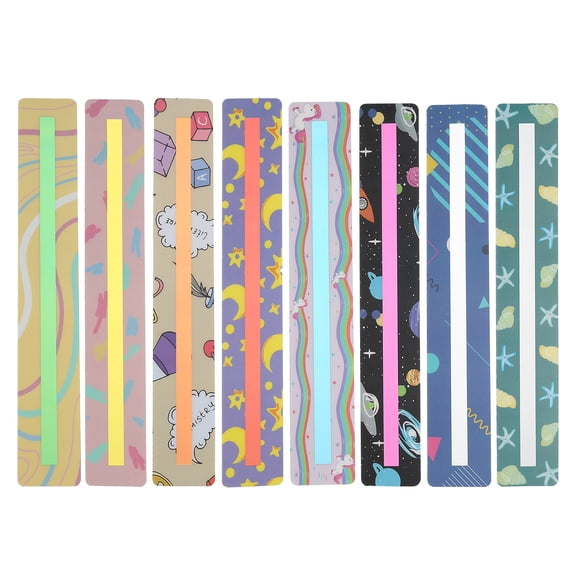 Uxcell Guided Reading Strips, 8Pcs Reading Tracking Ruler Highlight Strips Colored Overlay Highlight Bookmarks Help with Dyslexia Teacher (Lace)