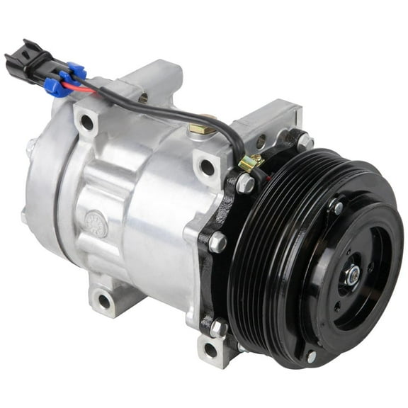 AC Compressor & 125mm 6 Groove A/C Clutch Replaces Sanden SD7H15 4285 w/ 12v Coil & 2-Wire Clutch Switch - BuyAutoParts
