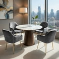 thumbnail image 6 of Demi Bonn Modern Living Dining Room Accent Arm Chairs, Accent Upholstered Arm Chair with Steel Gold Legs, Set of 2, for Bedroom, Living Room, Dining Room, Gray, 6 of 8